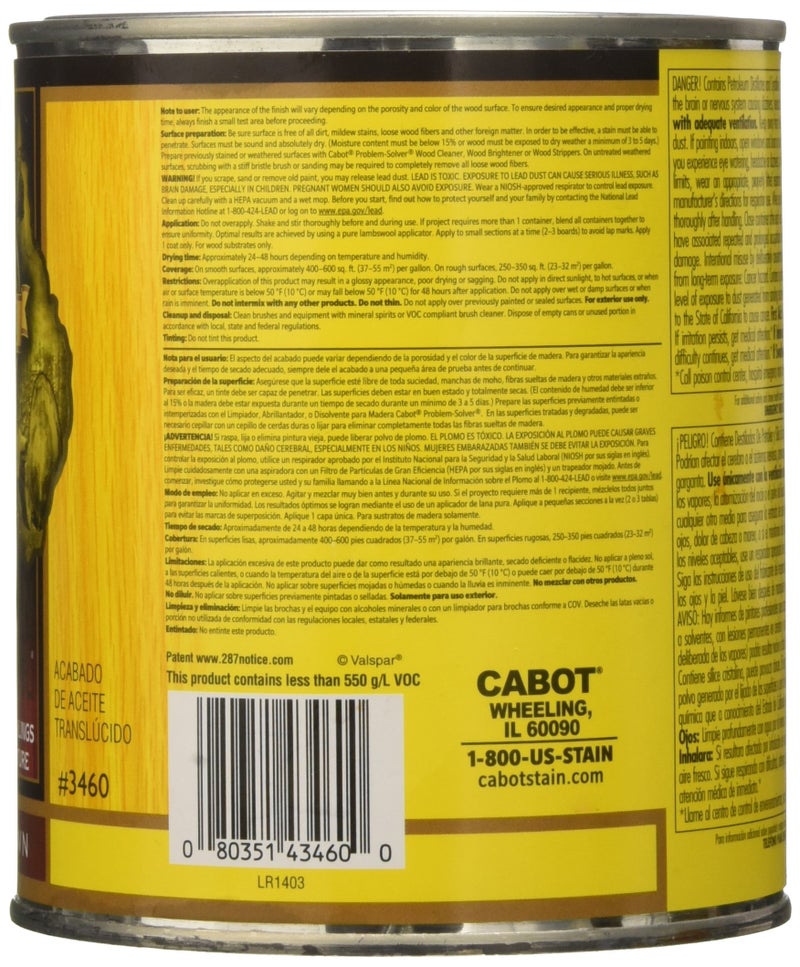 Cabot Australian Timber Oil Wood Stain and Protector, Jarrah Brown, 1 Quart - Image 2